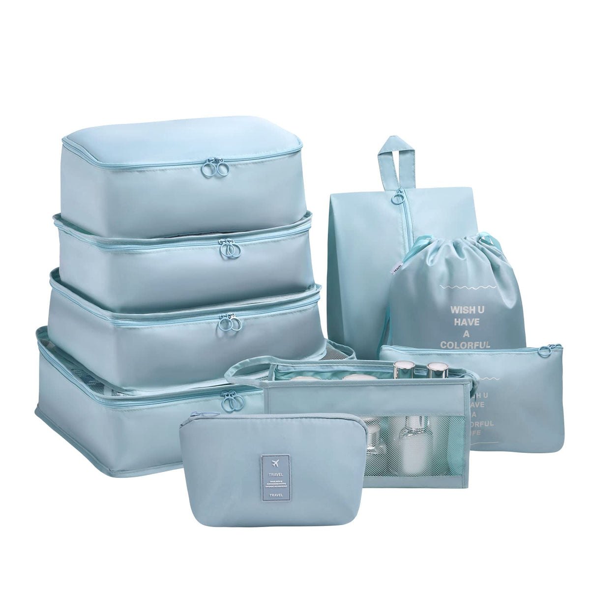 OSDUE Packing Cubes for Suitcase, 8PCS Thickening Travel Organiser Packing Bags Lightweight Travel Accessories Organizers Essentials Clothes Shoes Cosmetics Toiletries Storage Bags