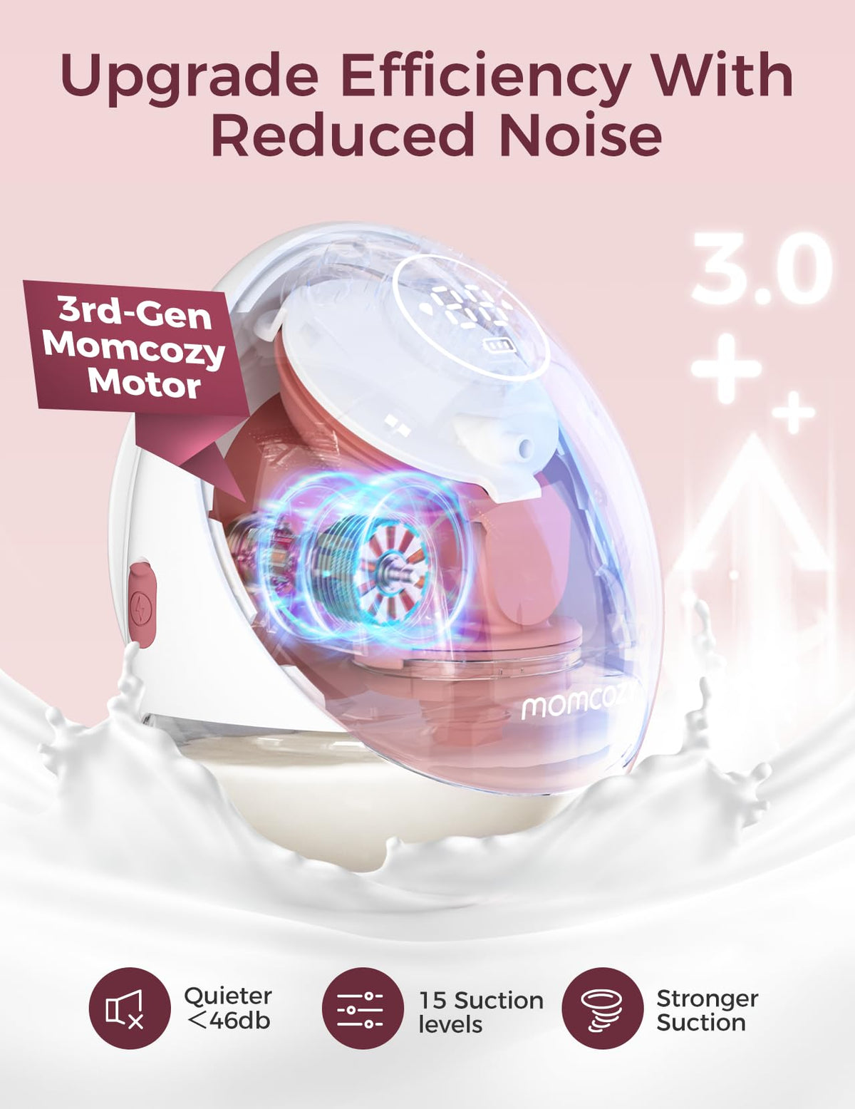 Momcozy Full Set Collector Cup Only Compatible with Momcozy M5 NOT for Others. Original M5 Breast Pump Replacement Accessories (160ml, with Double-Sealed Flange 24mm)
