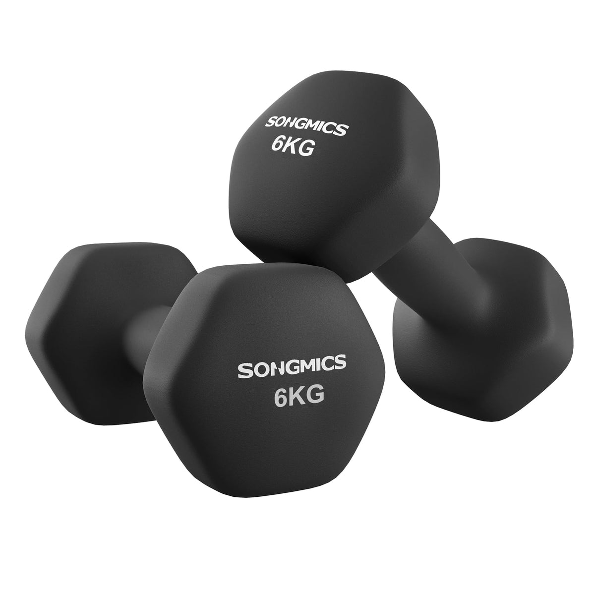 SONGMICS Set of 2 Hex Dumbbells with Neoprene Coating for Strength Training, Fitness, Home Workout