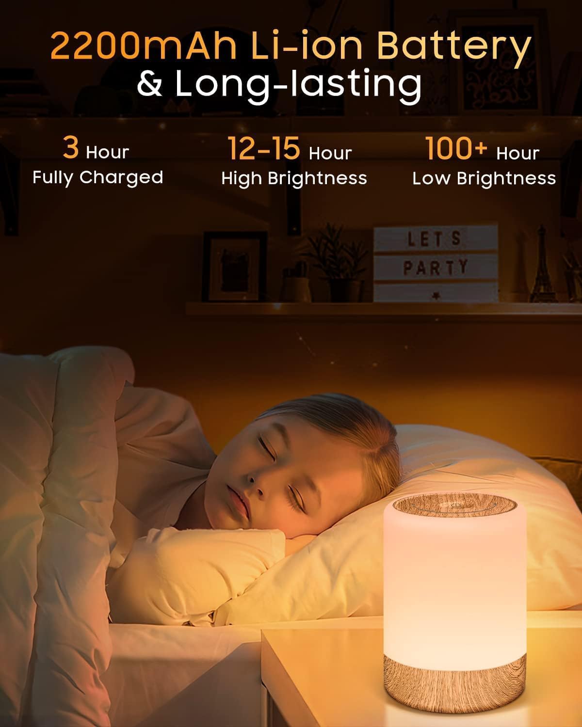 MEDE Night Light, Dimmable Bedside Lamps with RGB for Toddler, Kids, Adults