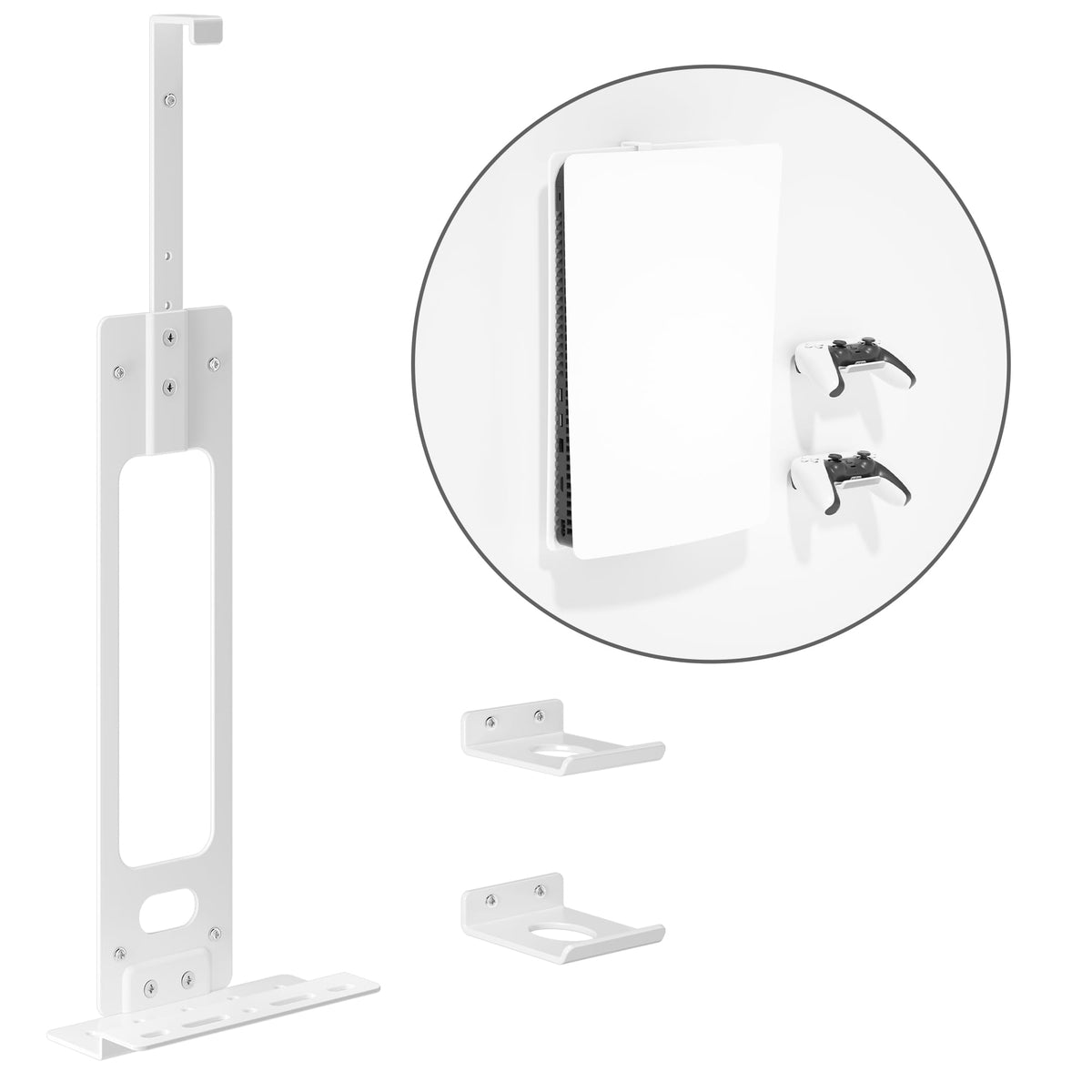 Console Holder Wall Mount for PS5:Gaming Stand for PlayStation 5 and 2 Controller Stand Kits Black