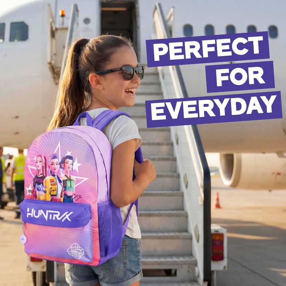 KPop Demon Hunters K-Pop Demon Hunters Derpy Tiger Blue Backpack | Kids School Bag with Front Zip Pocket | Padded Shoulder Straps & Chest Strap | K-Pop Demon Hunters Merch