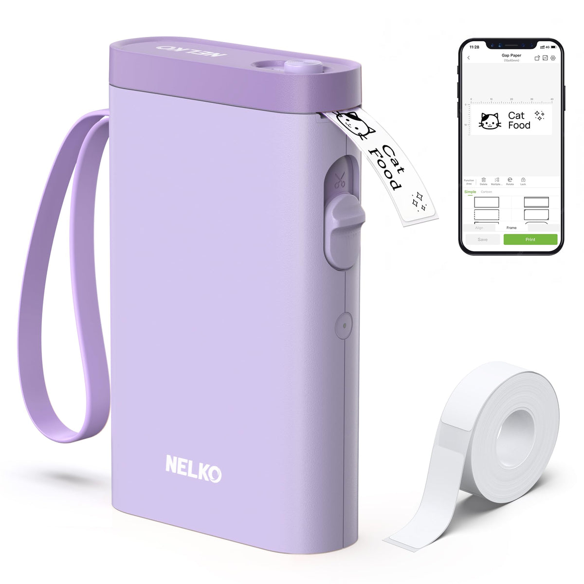 Nelko Label Maker P21 Portable Bluetooth Sticker Printer with Tape, Black
