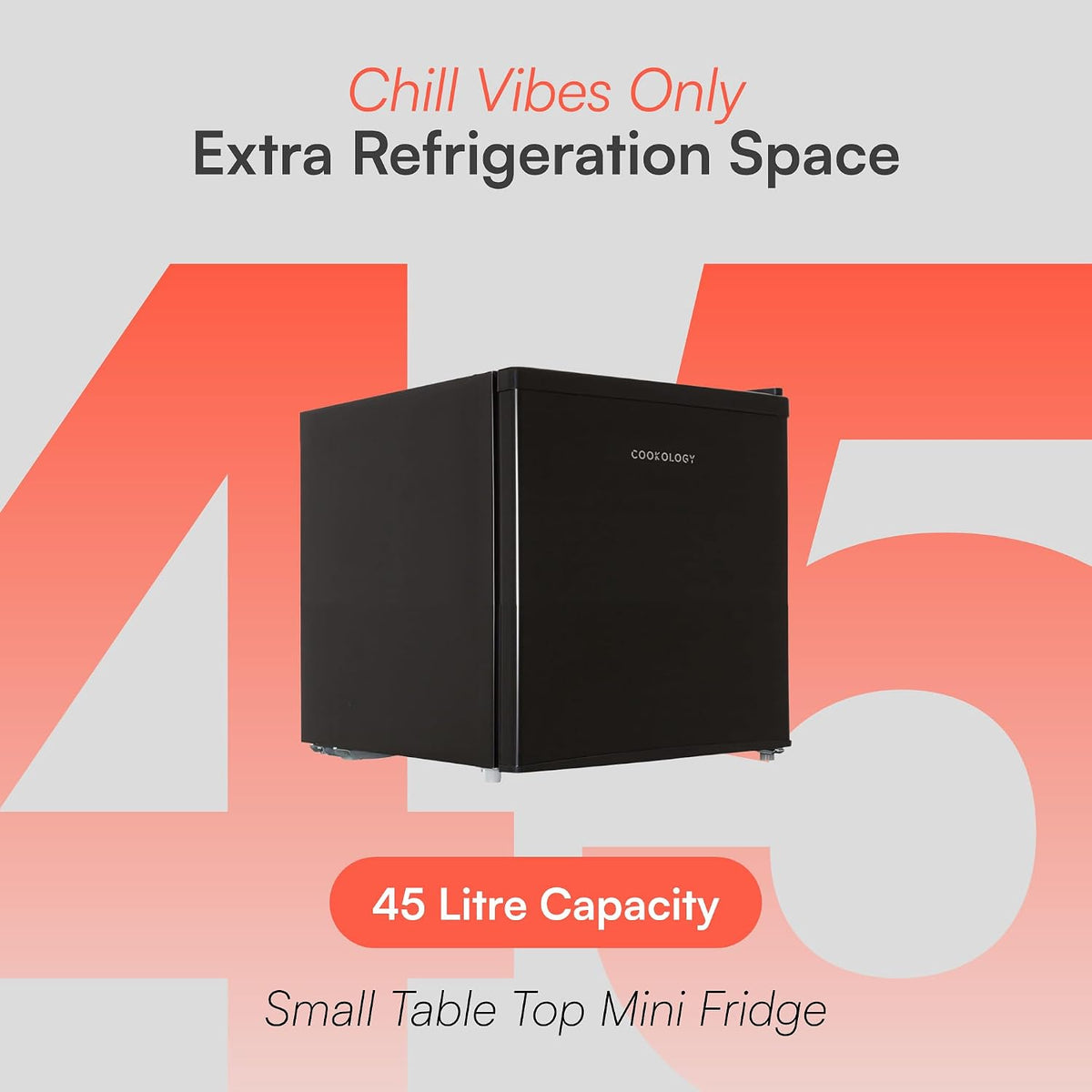 Cookology 45L Small Tabletop Mini Fridge with Chiller Box - Black