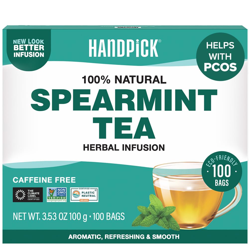 HANDPICK, Spearmint Tea Bags (100 Count), Spearmint Leaf Tea Bags