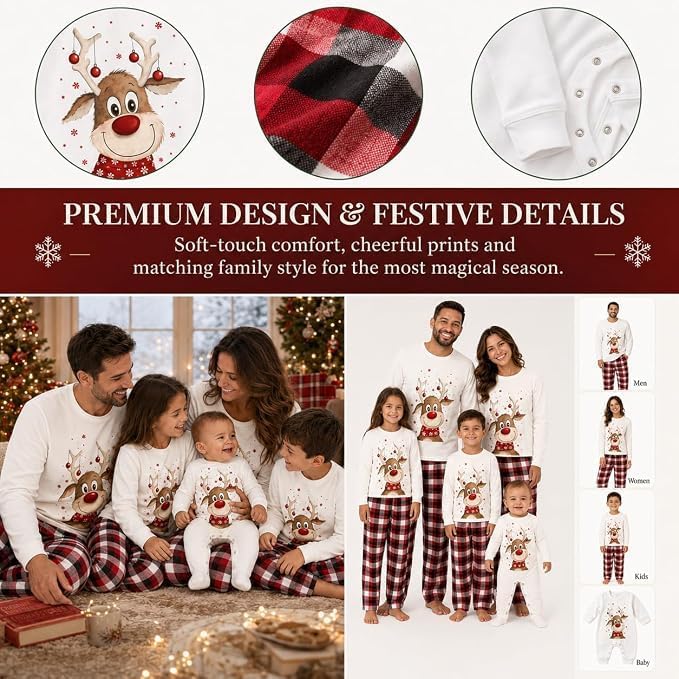 Family Christmas Pyjamas Set Mens Womens Cartoon Printed Xmas Matching Pjs