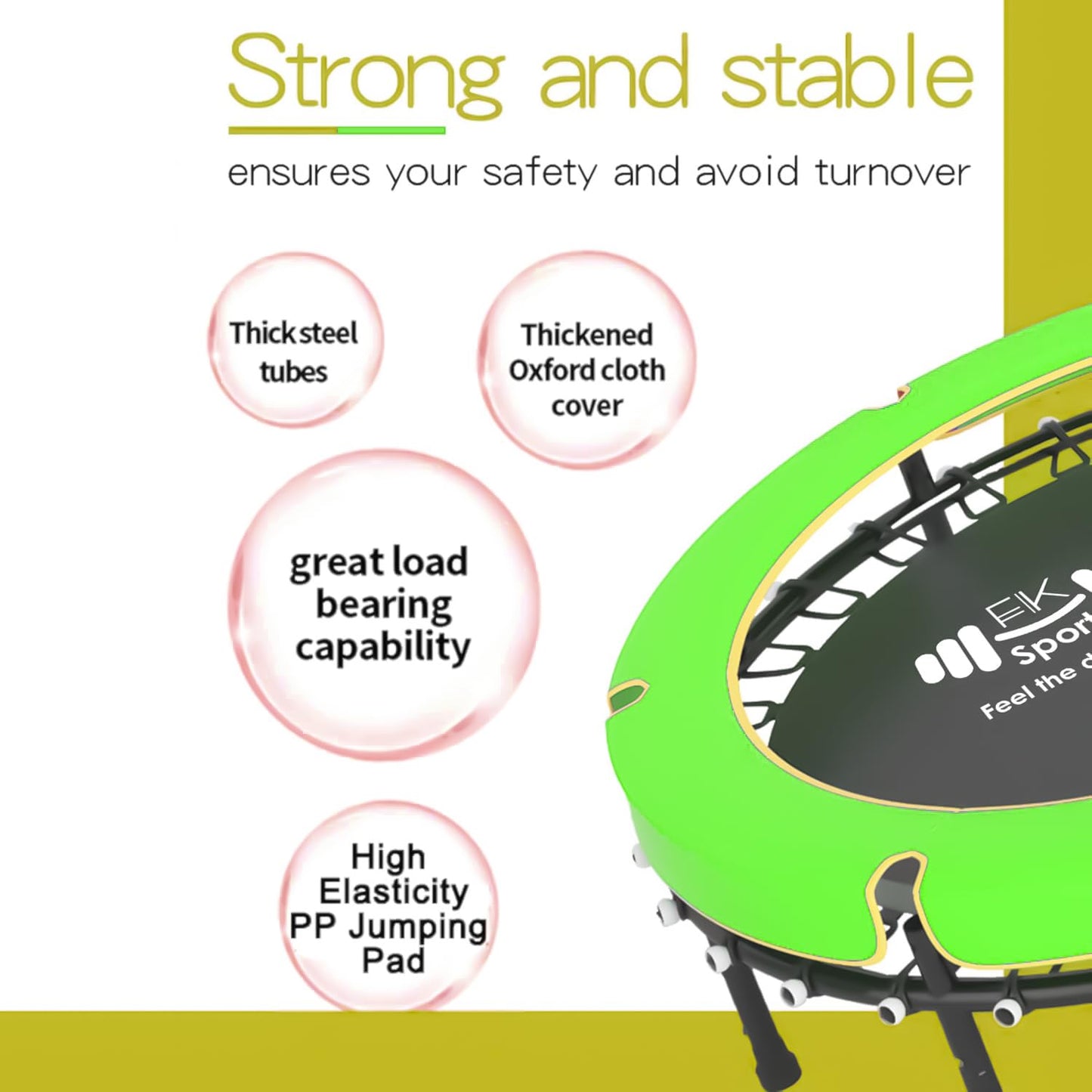 FK Sports 55" Kids Rebounder Trampoline with Safety Net — Bungee System, Max 100 kg