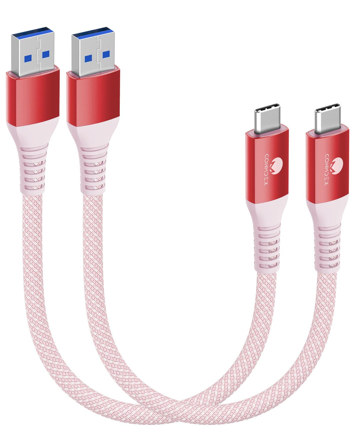CONMDEX USB C Cable Short 50cm/0.5M 2Pack10Gbps Data USB3.1 Gen2 Type C Android Auto Cable QC3.0 3.1A USB A to C Fast Charger for Samsung Note20 Galaxy S24/S23/S22/S21 Z Flip 5 Tab S9 Pixel 9 Pro-Red