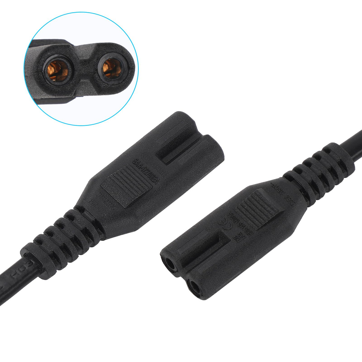 2 Pin Mains Power Lead Figure 8 IEC C7 Cable Compatible With Xbox One S Slim Game Console, Xbox One X, Sony PS2 PS3 PS4 (Slim Edition), PSP, PSV, HP/Samsung/Sony/Acer/Asus/Lenovo/MSI Laptop