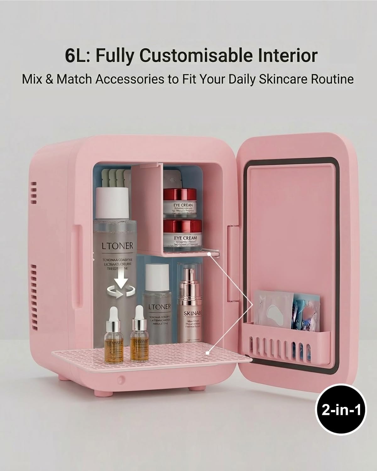 6L Skincare & Makeup Mini Fridge, Cooler & Warmer with LED Mirror