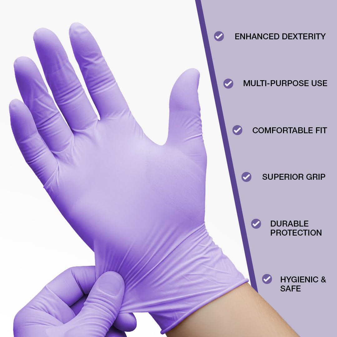 Powder Free Nitrile Gloves - Medical-Grade, Latex-Free, Food Safe (Box of 100)