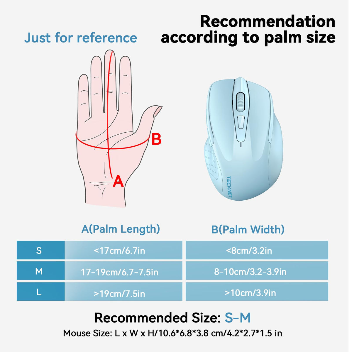 TECKNET Bluetooth Mouse, Rechargeable Bluetooth Wireless Mouse
