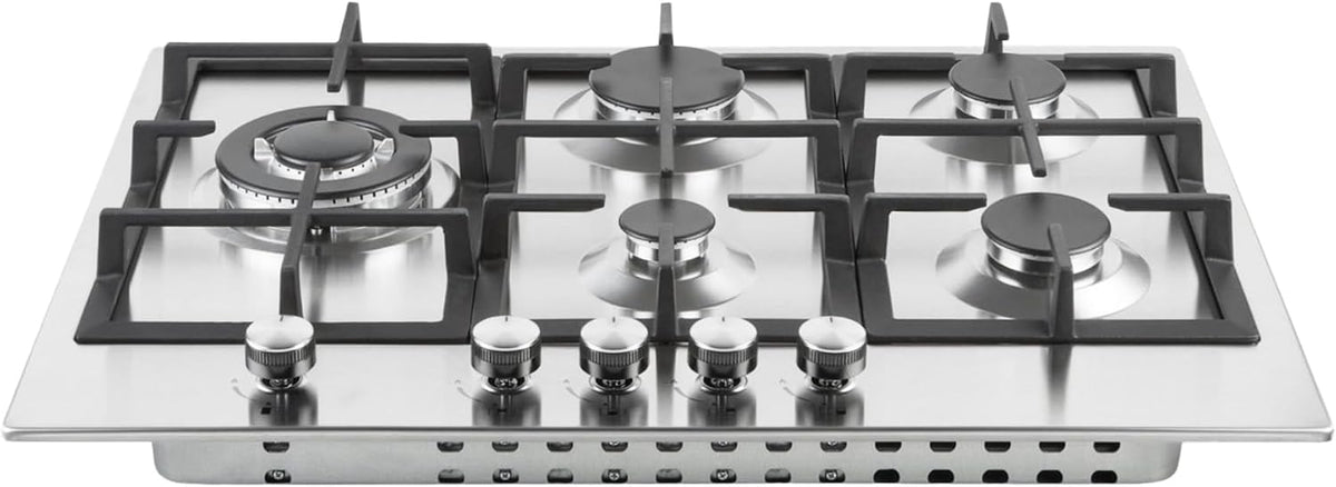 Cookology 70cm 5-Burner Gas Hob - Wok Burner - Stainless Steel