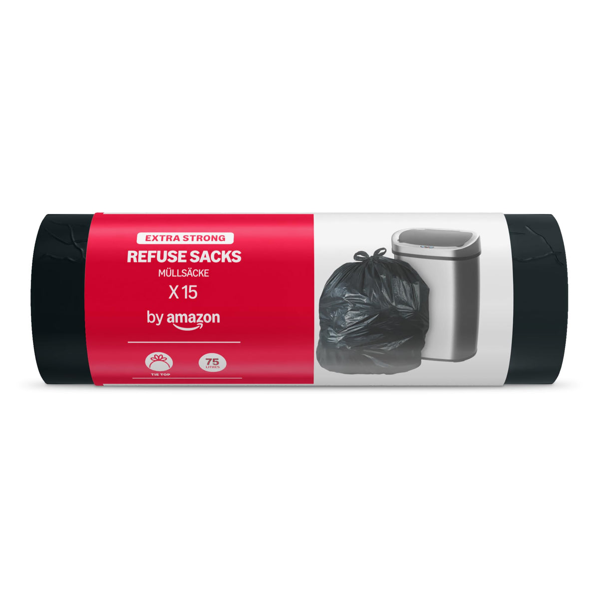 by Amazon Bin Liners with Carry Handles, 25 Litre, Transparent, 30 Count