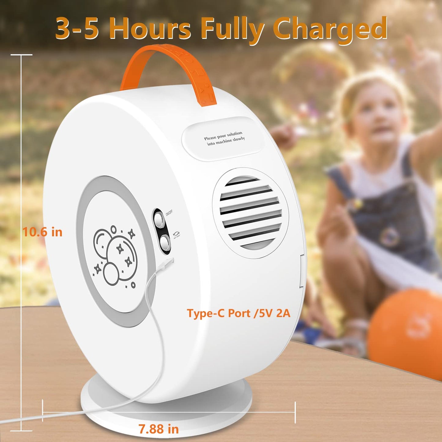 Bubble Machine Age 3+ for Kids Automatic Bubble Blower for Toddlers Rechargeable Battery Operated Portable Bubble Maker for Little Boys Girls Fun Electric Bubble Toy Rotated 90°/360° Outdoor Party