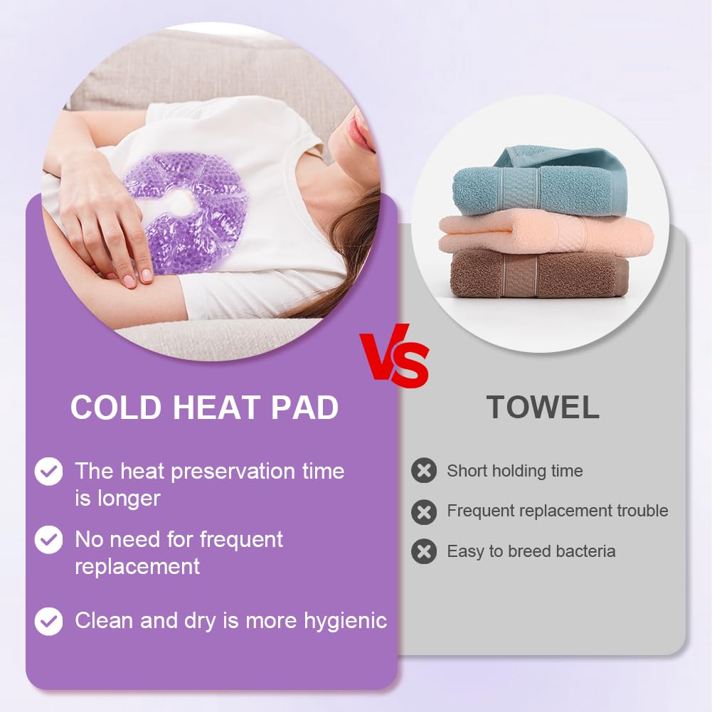 3-in-1 Breast Cooling Gel Pads, 2 Pack Hot & Cold Breastfeeding Gel Pads, Breast Feeding Essentials Reusable Gel Cooling Pad, Postpartum Essentials, for Nursing & Nipples Pain Relief, Mastitis