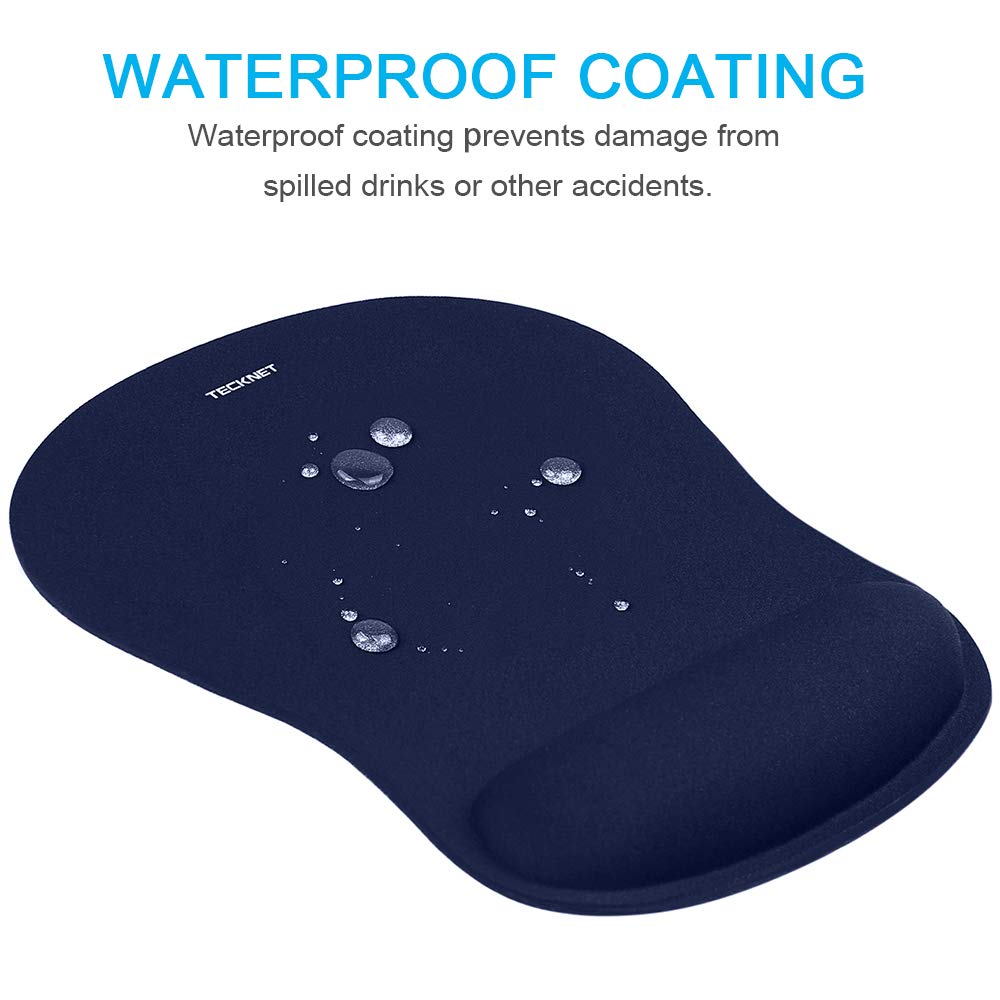 TECKNET 3 Packs Mouse Mat Wrist Support, Mouse Pad with Memory Foam Rest