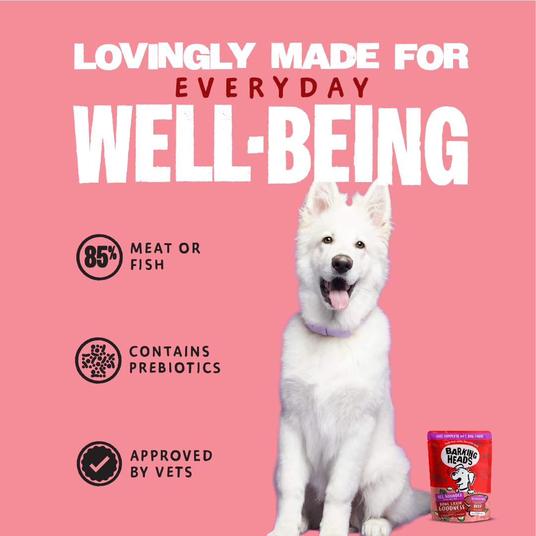 Barking Heads Adult Dog Food Wet Pouches Variety Pack Natural & Grain-Free with No Artificial Flavours Plus Added Vitamins & Minerals 6 x 300g