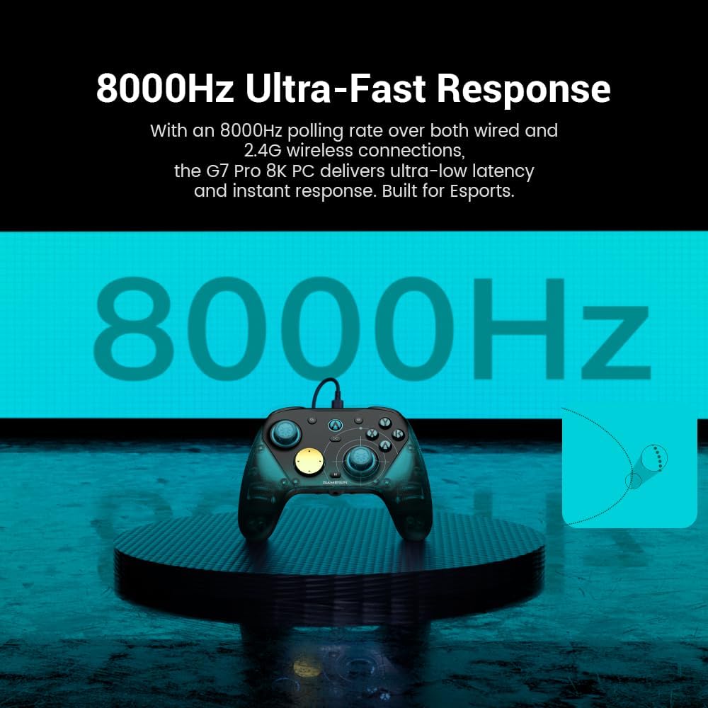 GameSir G7 Pro 8K PC Wireless Controller for Windows with TMR Joysticks, Dual-Mode Trigger Stops, Four Remappable Macro Buttons, 3.5mm Audio Support - Aimlabs Edition