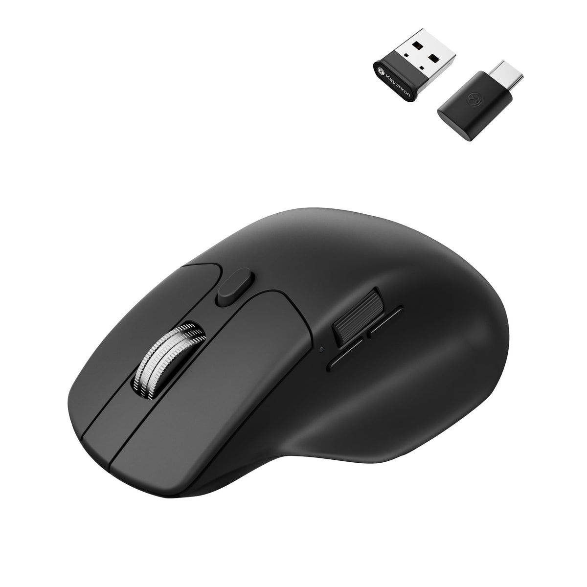 Keychron M6 8000 Hz Silent Wireless Bluetooth 5.3/2.4 GHz/Wired Connection Gaming Mouse, Lightweight Body Programmable PixArt 3950 Sensor (30K DPI / 750 IPS) for Windows Mac Linux - Black