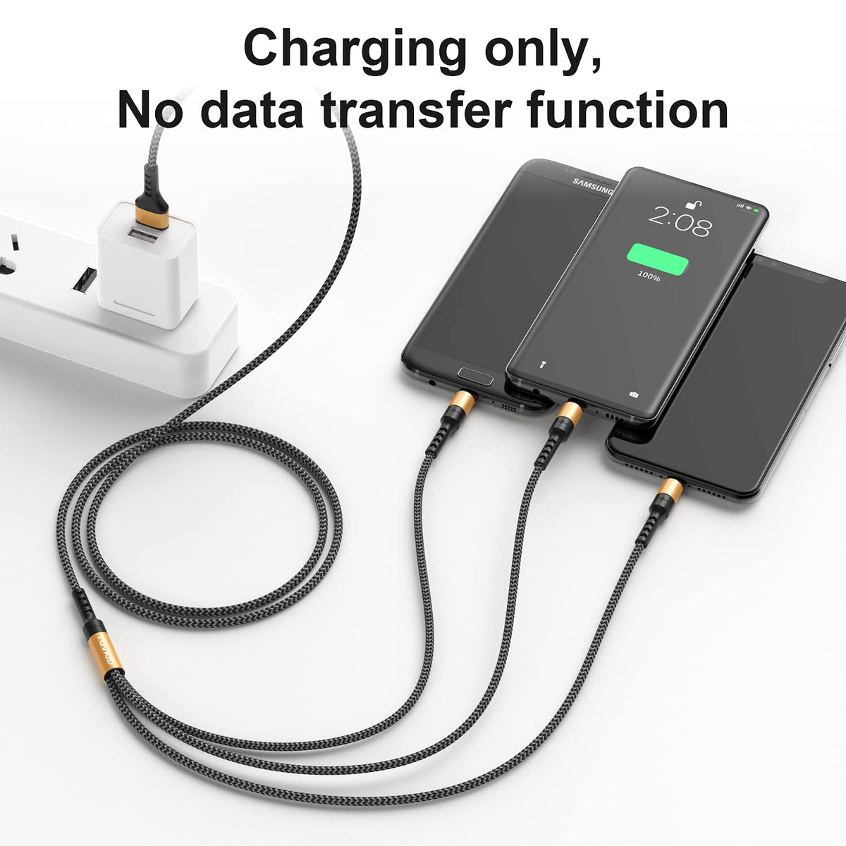 RAVIAD Multi Charger Cable, 3 in 1 Charger Cable 3A USB Fast Charging Cord