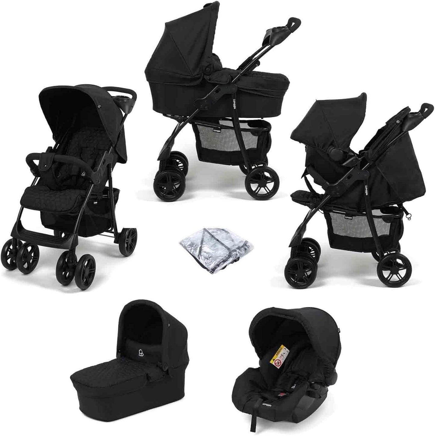 Puggle Denver V2 Luxe 3-in-1 Travel System with Raincover - Storm Black
