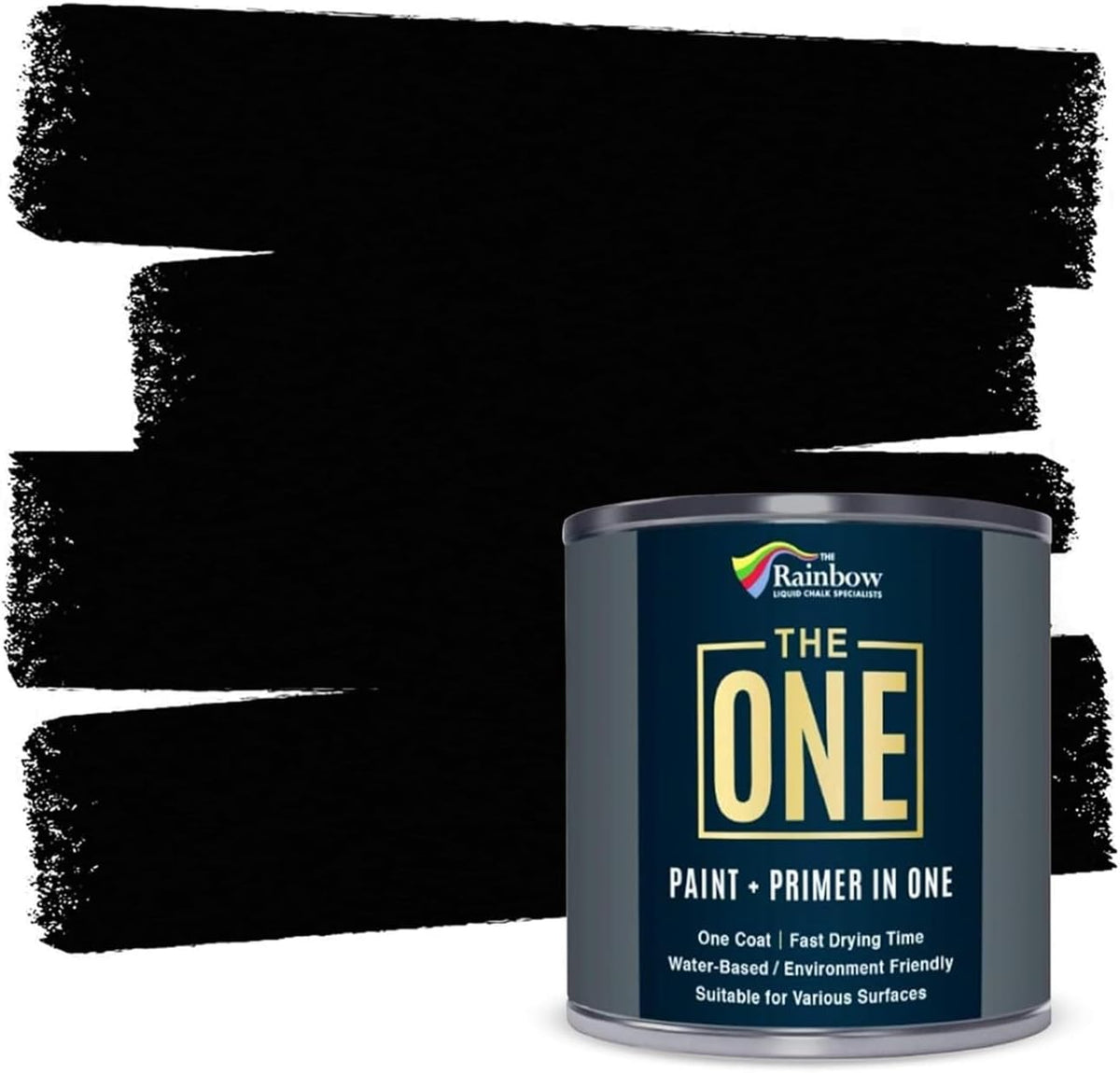 THE ONE All-In-One Paint & Primer - Black Matt, 250 ml | Multi-Surface 1 Coat Formula | Easy Indoor & Outdoor Decorating for Home & Garden Walls, Floors & Furniture | Durable, Water-Based & Low VOC
