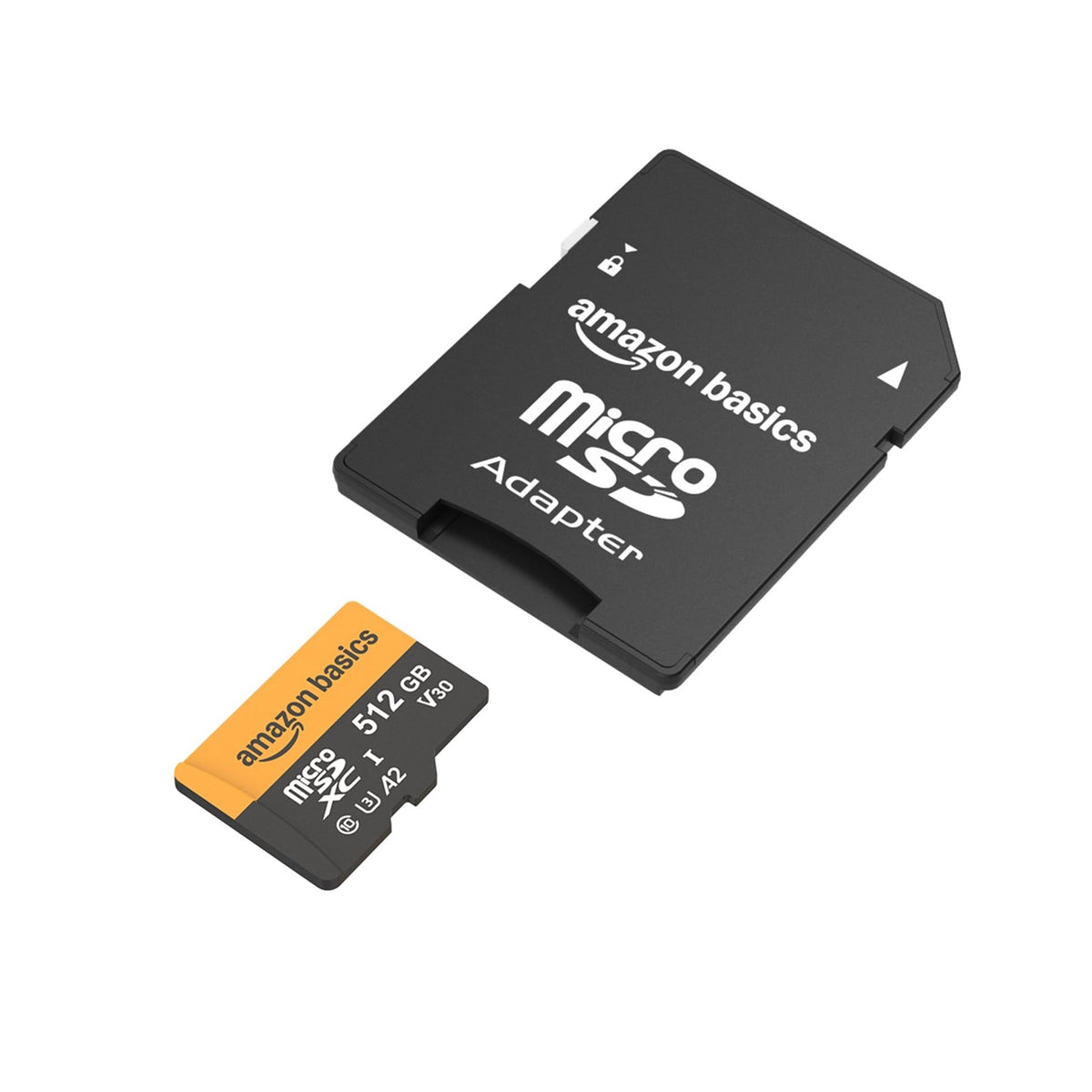 Amazon Basics microSDXC Memory Card with Full Size Adapter, A2, U3, Read Speed up to 100 MB/s, 128GB, Black