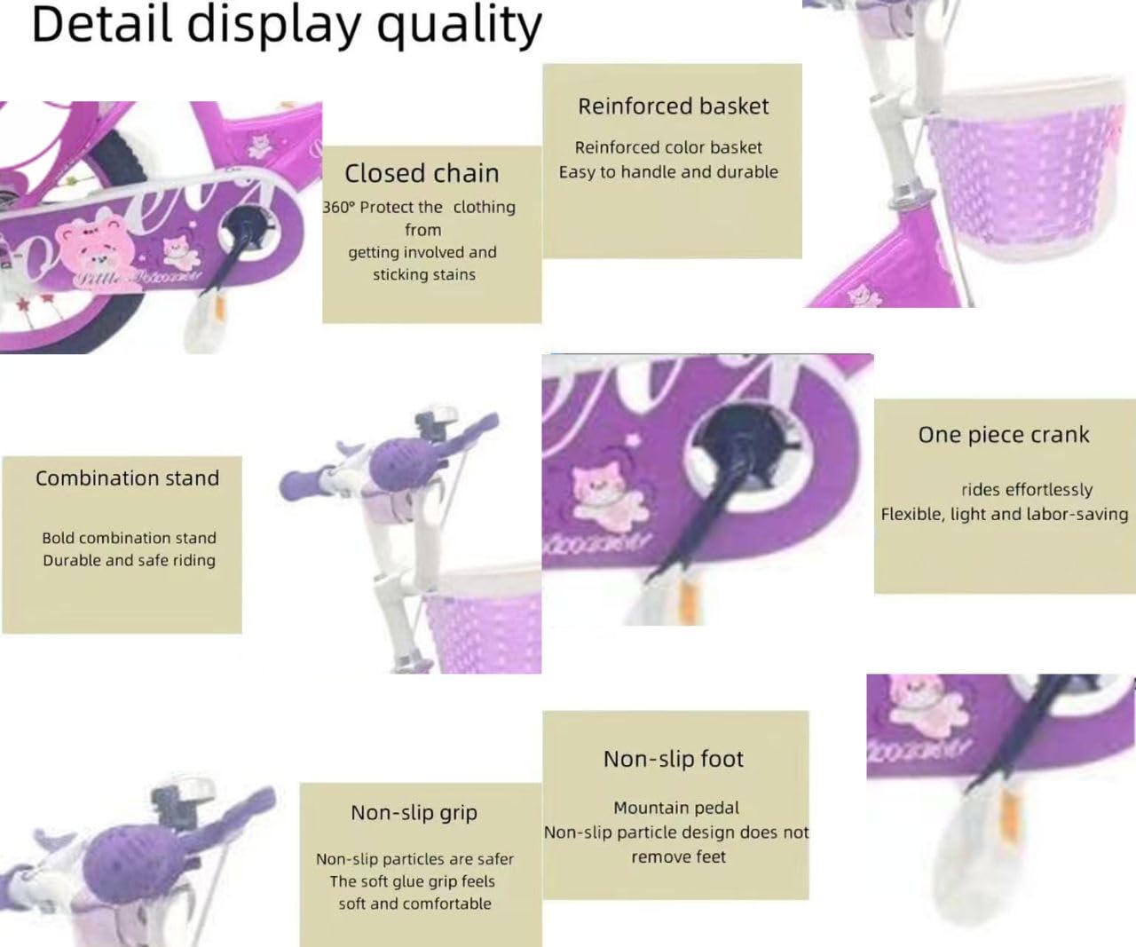 Girls Bike 16" Purple with Stabilisers, Basket & Bell — Adjustable Seat & Handlebars