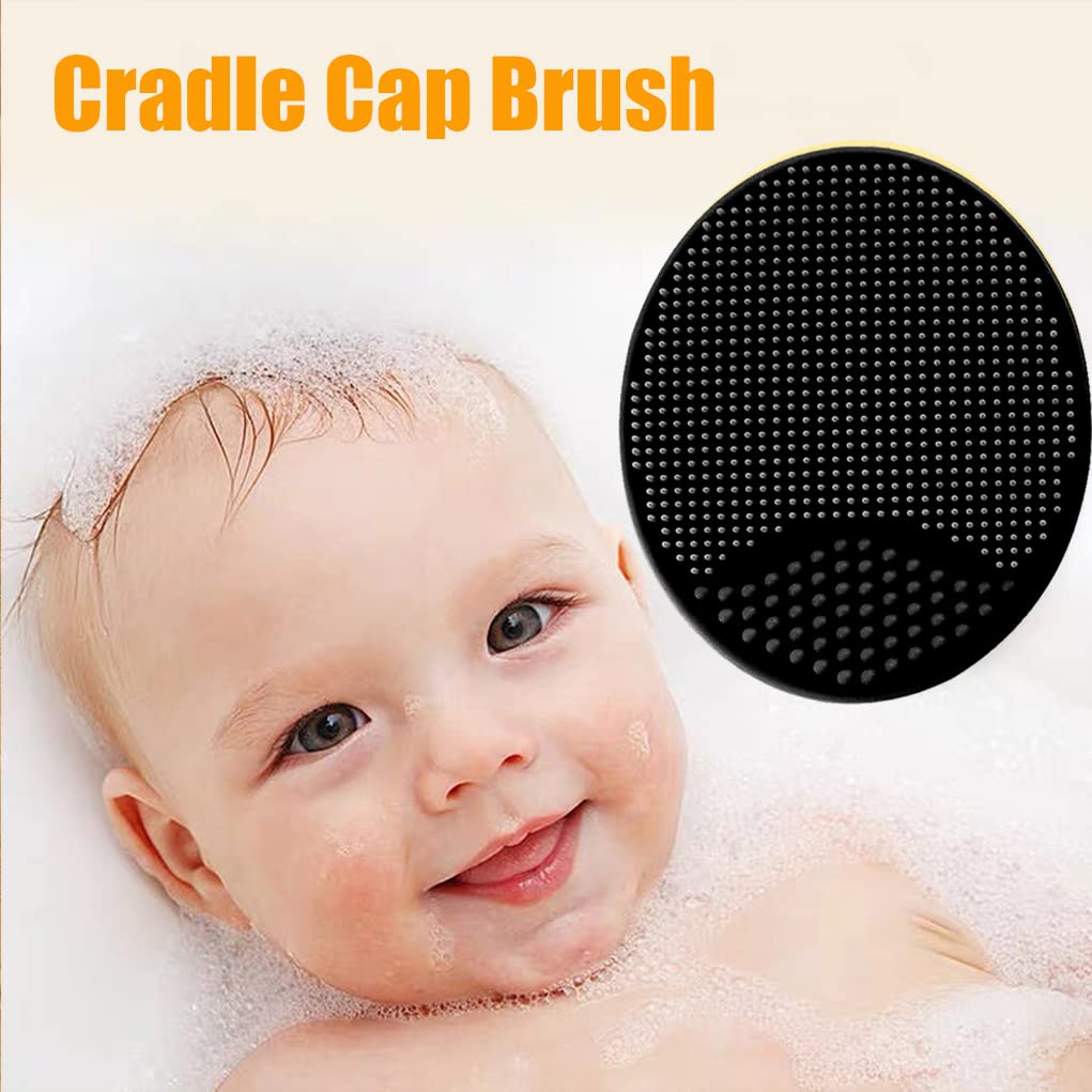 Baby Bath Brush, Baby Cradle Cap Brush, Silicone Massage Brush, Silicone Scrubbers Exfoliator Brush, Baby Skin Scrubbers Essential for Dry Skin, Cradle Cap and Eczema 2 Pack (Blue & Green)