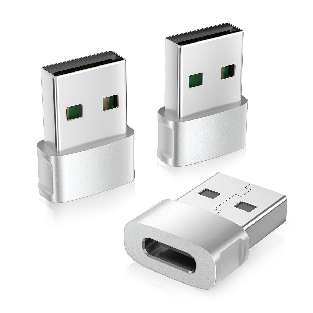 BASESAILOR USB to USB C Adapter 3Pack,Charger Plug for iPhone Duo 18 17 Pro