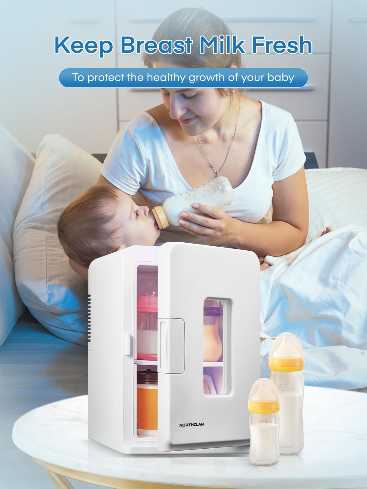 Mini Fridge 15L/21 Cans Mini Fridge for Bedrooms, Upgrade AC+12V DC Power Small Fridge for Dorm, Car, Office, Travel | Max & ECO Mode, Thermoelectric Cooler and Warmer | for Skincare, Beauty, Drink