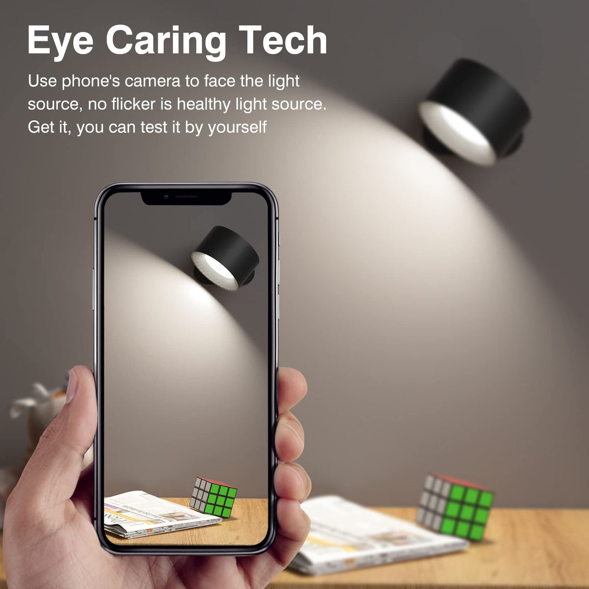 Coollamp LED Battery Operated Wall Lights, 3Pack Wall Lamp with Remote Control 3 Color Modes 3 Brightness Levels 360°Rotate Magnetic, Reading Lights for Living Room Bedroom Black