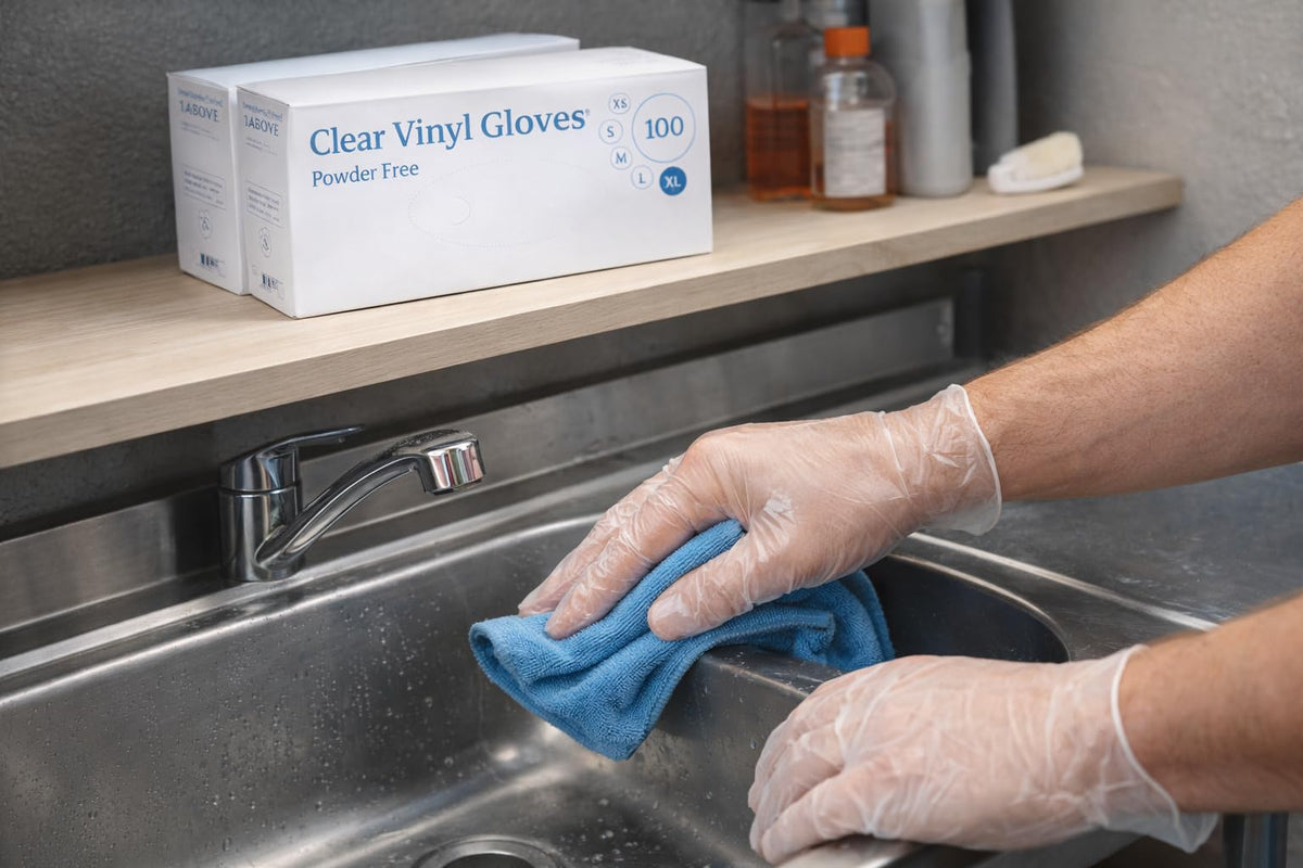 1ABOVE 100 Clear Vinyl Gloves Medium Latex-Free Powder-Free