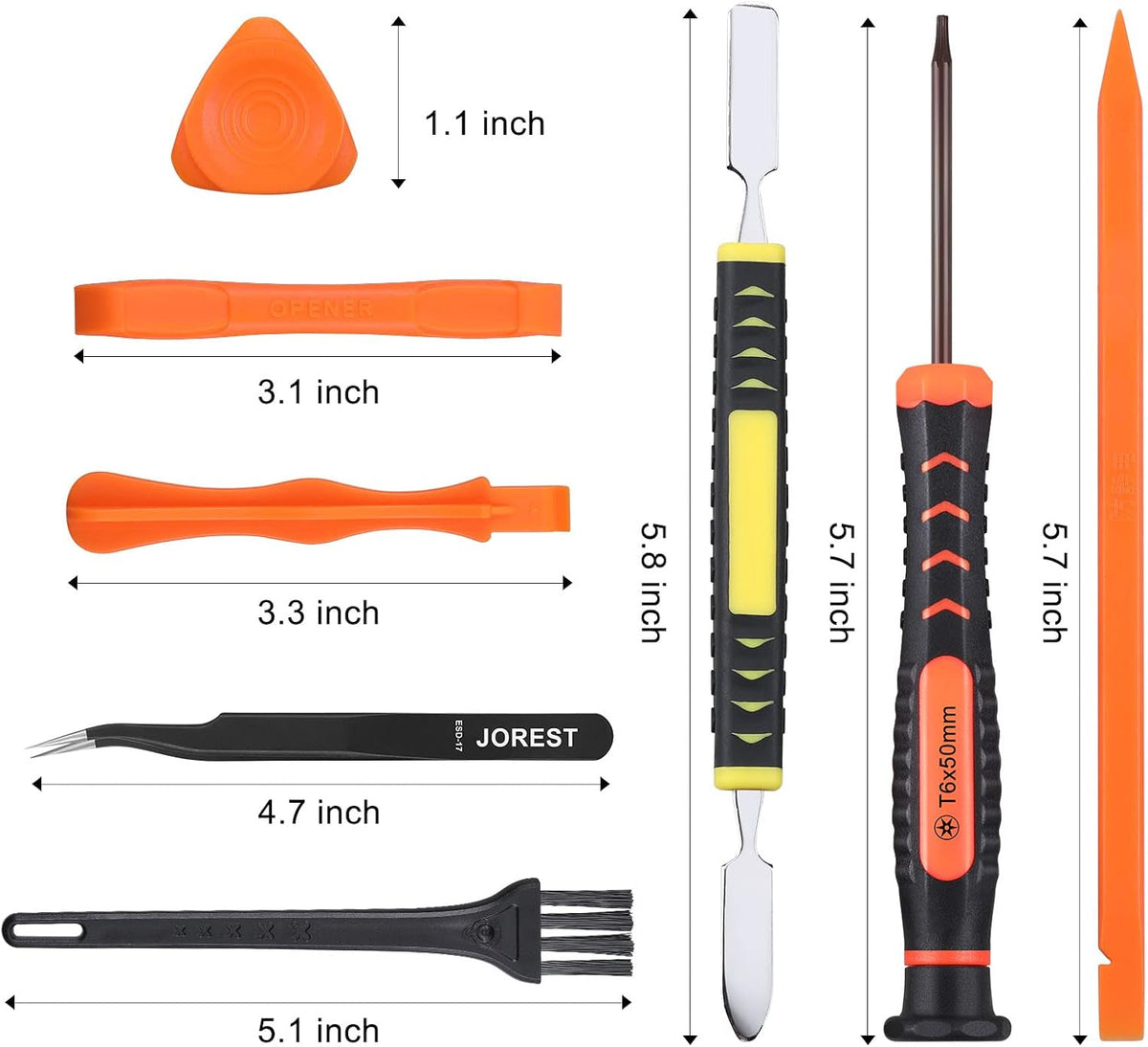 JOREST Cleaning Repair Tool Kit for PS4 PS3 PS5 Xbox One/360, PH0 T6 T8 T10 Torx Security Screwdriver for Controller & Console, with Crowbars Tweezers