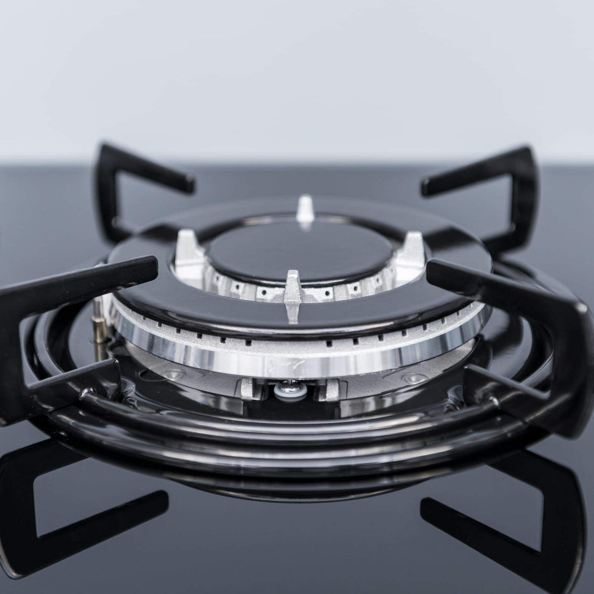 SIA GHG302BL 30cm 2 Burner Black Glass On Gas Domino Hob With Enamel Pan Stands