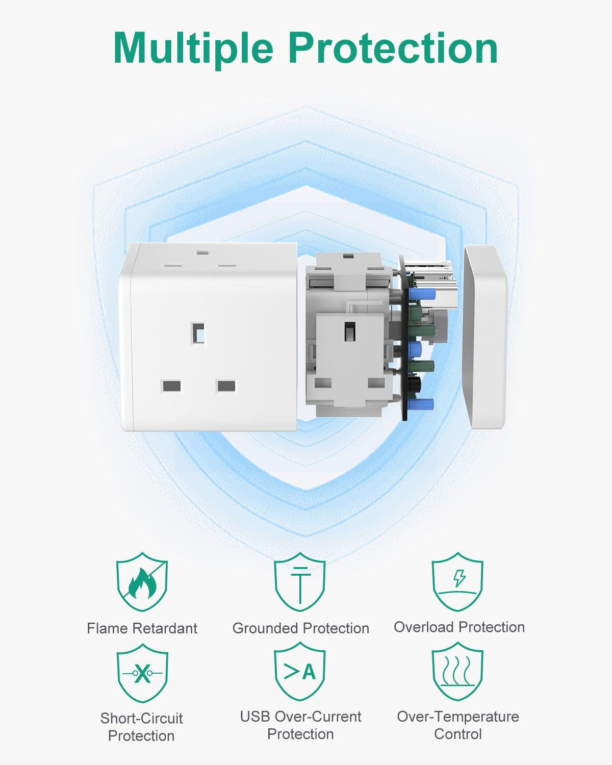 Japan Travel Adapter 3 Way 4 Fast Charging USB (QC3.0/PD20W)