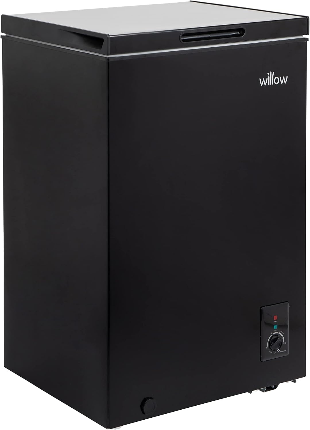 Willow W99CFB Freestanding 99L Chest Freezer with Removable Storage Basket, Suitable for Outbuildings and Garages, 4* Freezer Rating - Black
