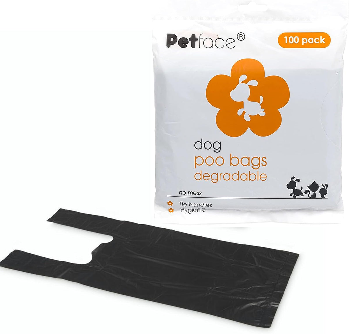 Petface No Mess Degradable Poop Bags With Tie Handles (Pack of 100)