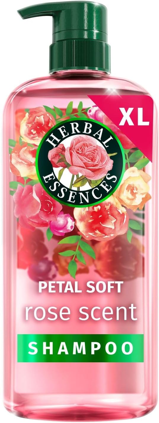 Herbal Essences Rose Scent Petal Soft Shampoo 650ml to Help Dry Hair Feel Silky and Nourished, Blended with Rose Essence and Natural Origin Ingredients, Silicone Free, Vegan and Cruelty Freerefers