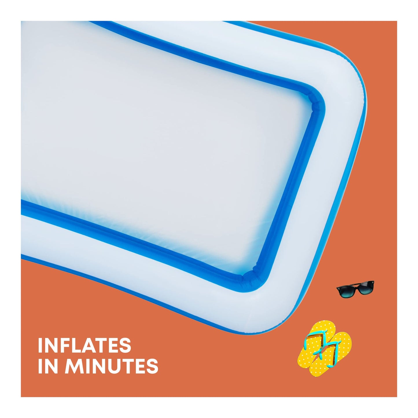 SPLASH! 8.5ft Rectangular Inflatable Swimming Pool — 780 Litre Capacity