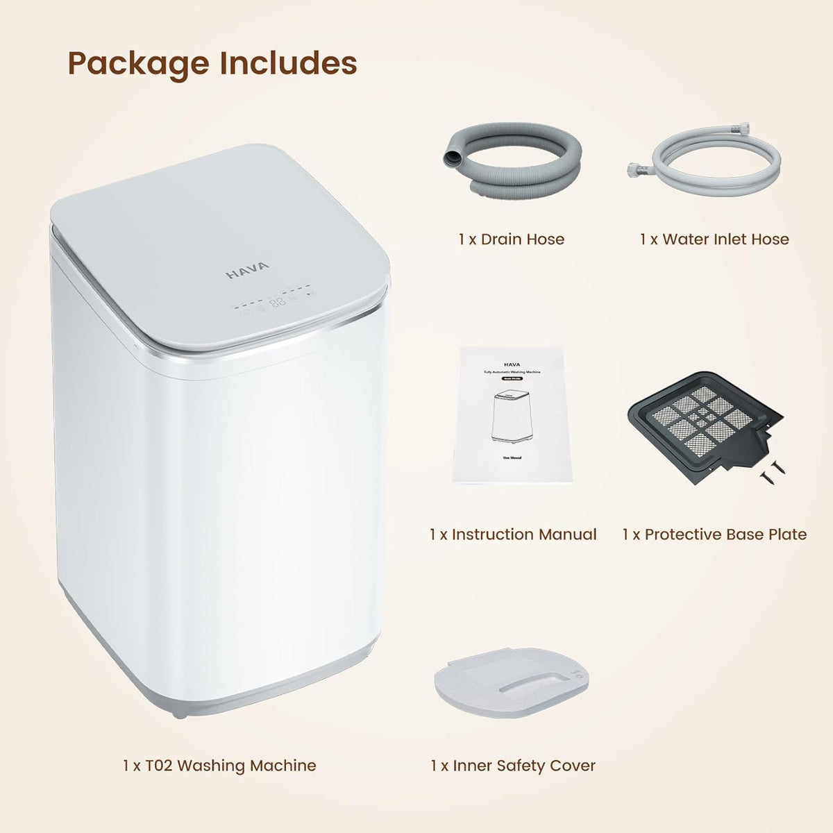 HAVA Portable Washer, 3 kg Capacity Mini Washing Machine & Spin Dryer