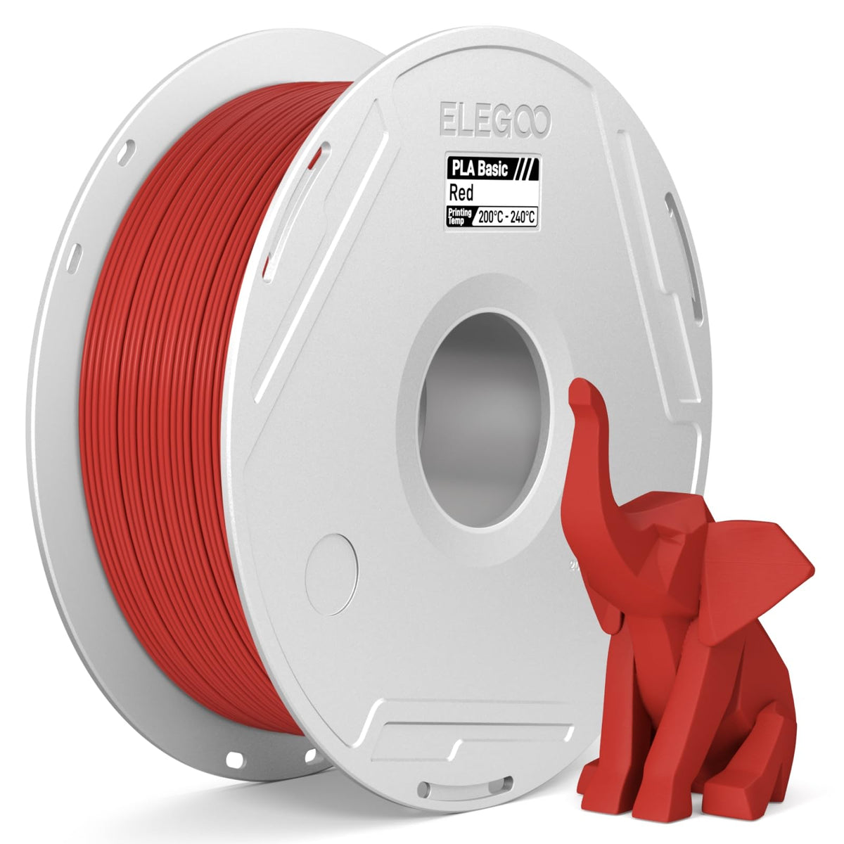 ELEGOO PLA Basic Refill 3D Printer Filament 1.75mm Red 1KG, Easy Storage