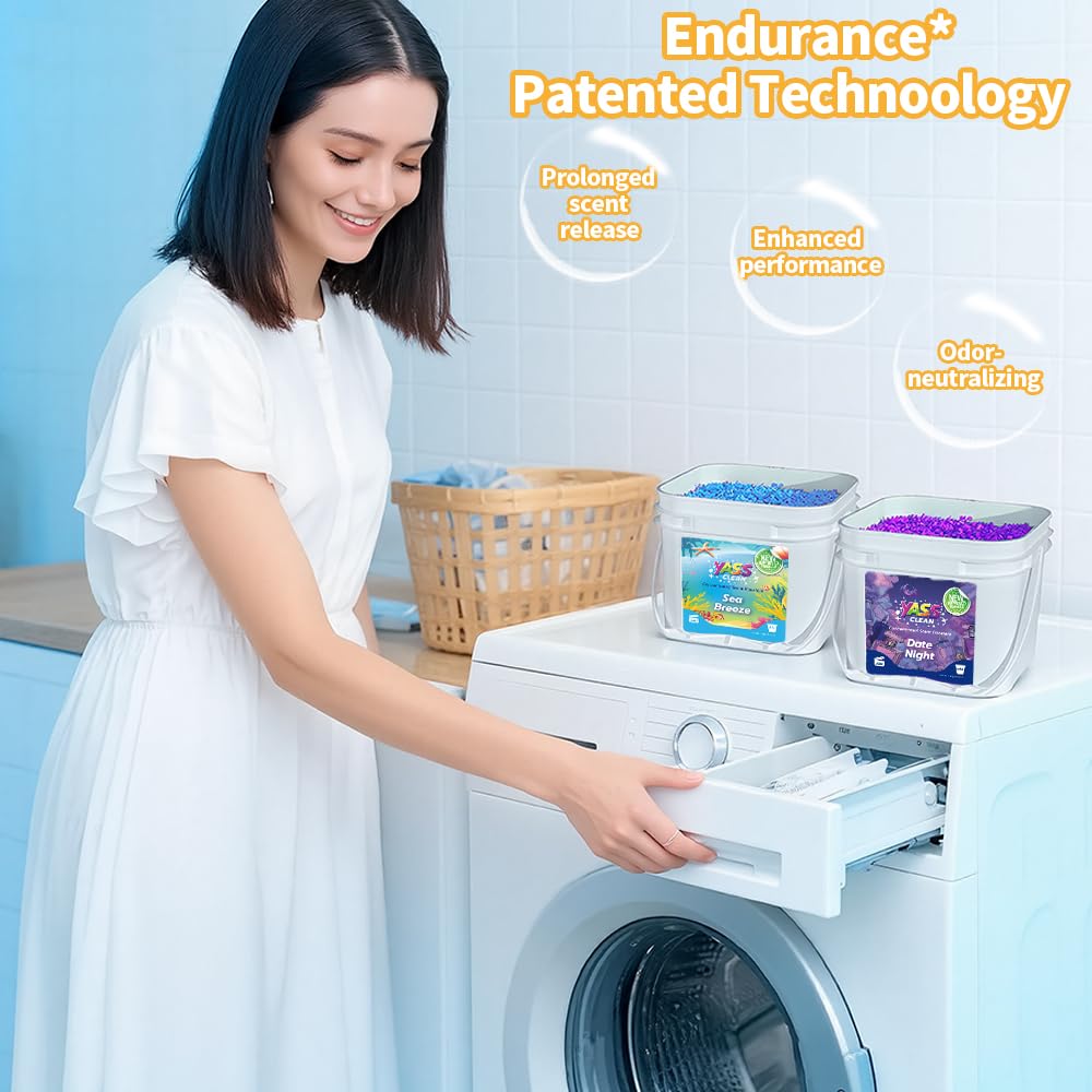 Yass Clean 2 in 1 Laundry Scent Boosters 1800g, New Upgrade In-Wash Scented Perfume Beads with Four Patented Technologies, Long-Lasting Freshness, Keeps Laundry Fresh, Cherry Blossom Fragrance