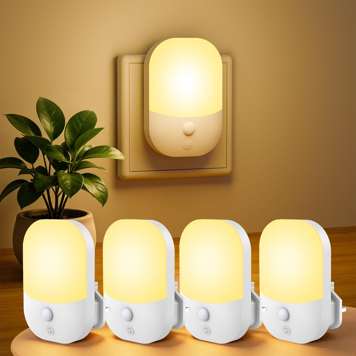 2 Pack Night Light Plug in Wall, Dimmable LED Night Light with Dusk to