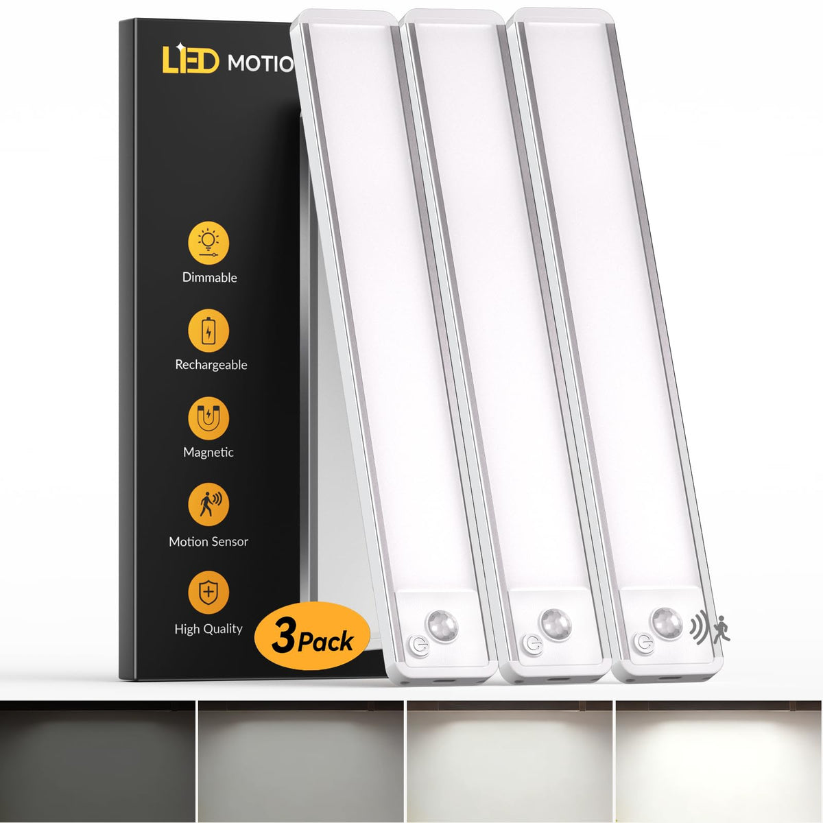 Under Cabinet Kitchen Lights, Motion Sensor Lights Indoor, 20CM, 3 Pack