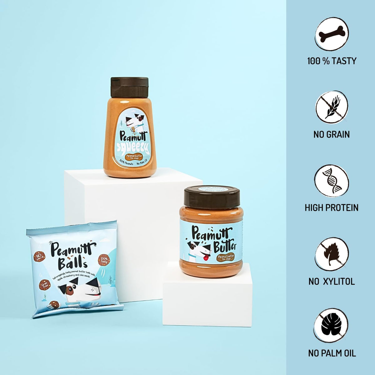 Peamutt Squeezy Dog Peanut Butter 320g, No Added Sugar or Salt, No Palm Oil
