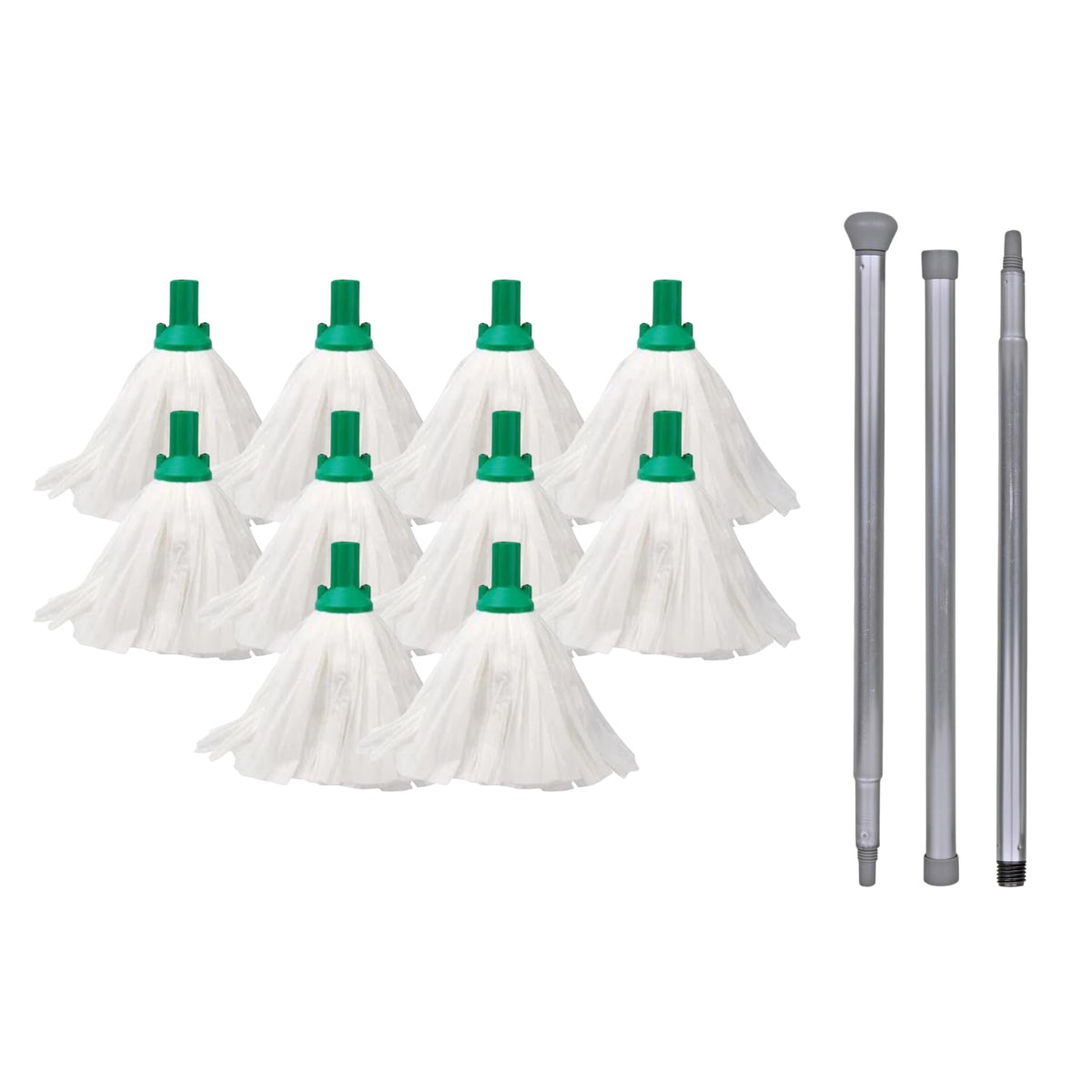 Avern Exel Mop Heads BIG White Push Socket Fit Mop Heads (Pack Of 10) Disposable Super Absorbent Heavy Duty Mops - Colour Coded - Robert Scott (Blue (10 Pack))
