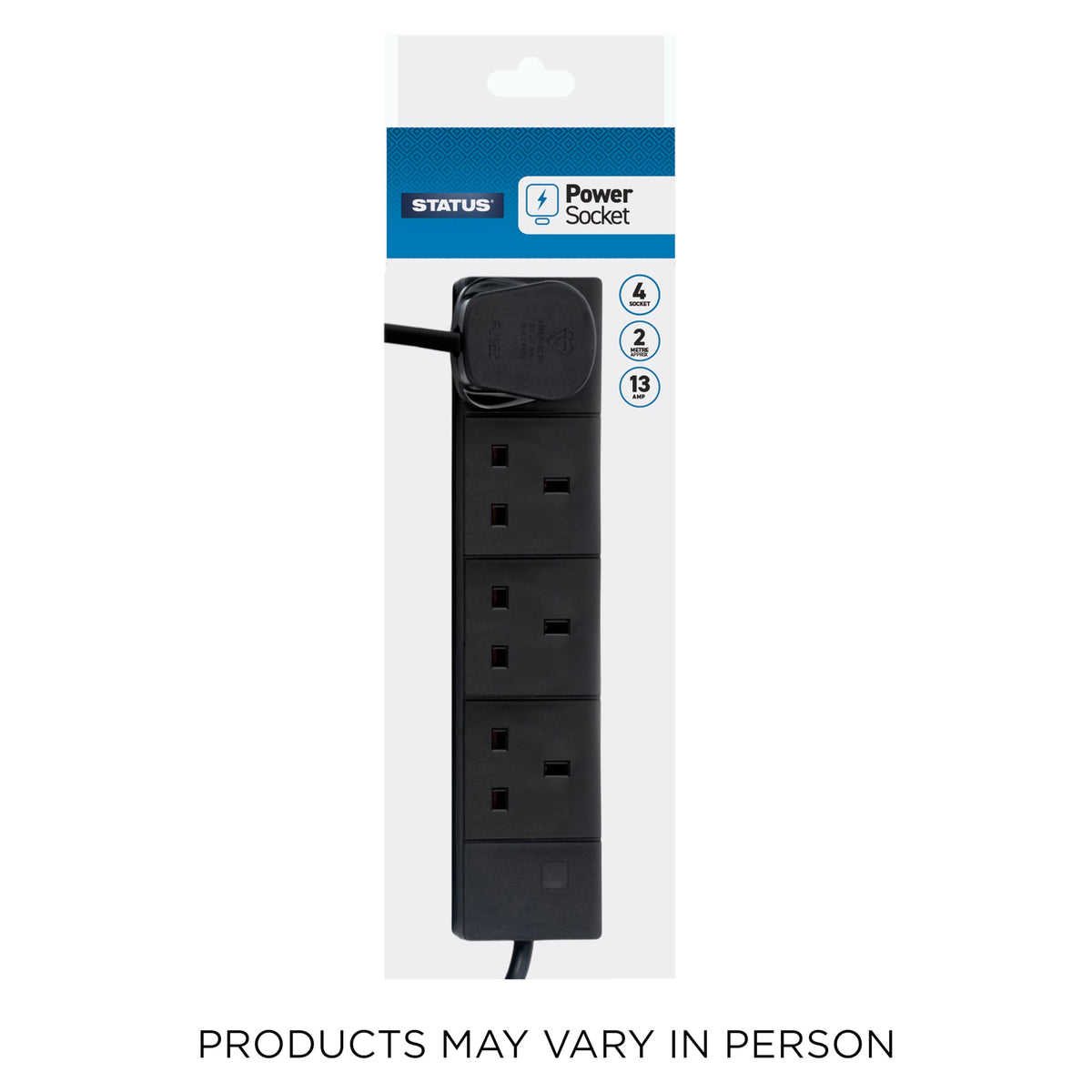 STATUS 6 Socket Extension Lead, 2m Multi-Plug Power Strip for Home, Office or Gaming Set-ups, White (S6W2MS12)