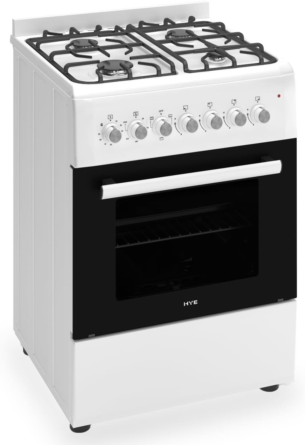HYE Gas Cooker - 4 Gas Burners, 62L Electric Oven